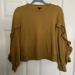 Who What Wear size small Women's Mustard Ruffle Sleeve Top